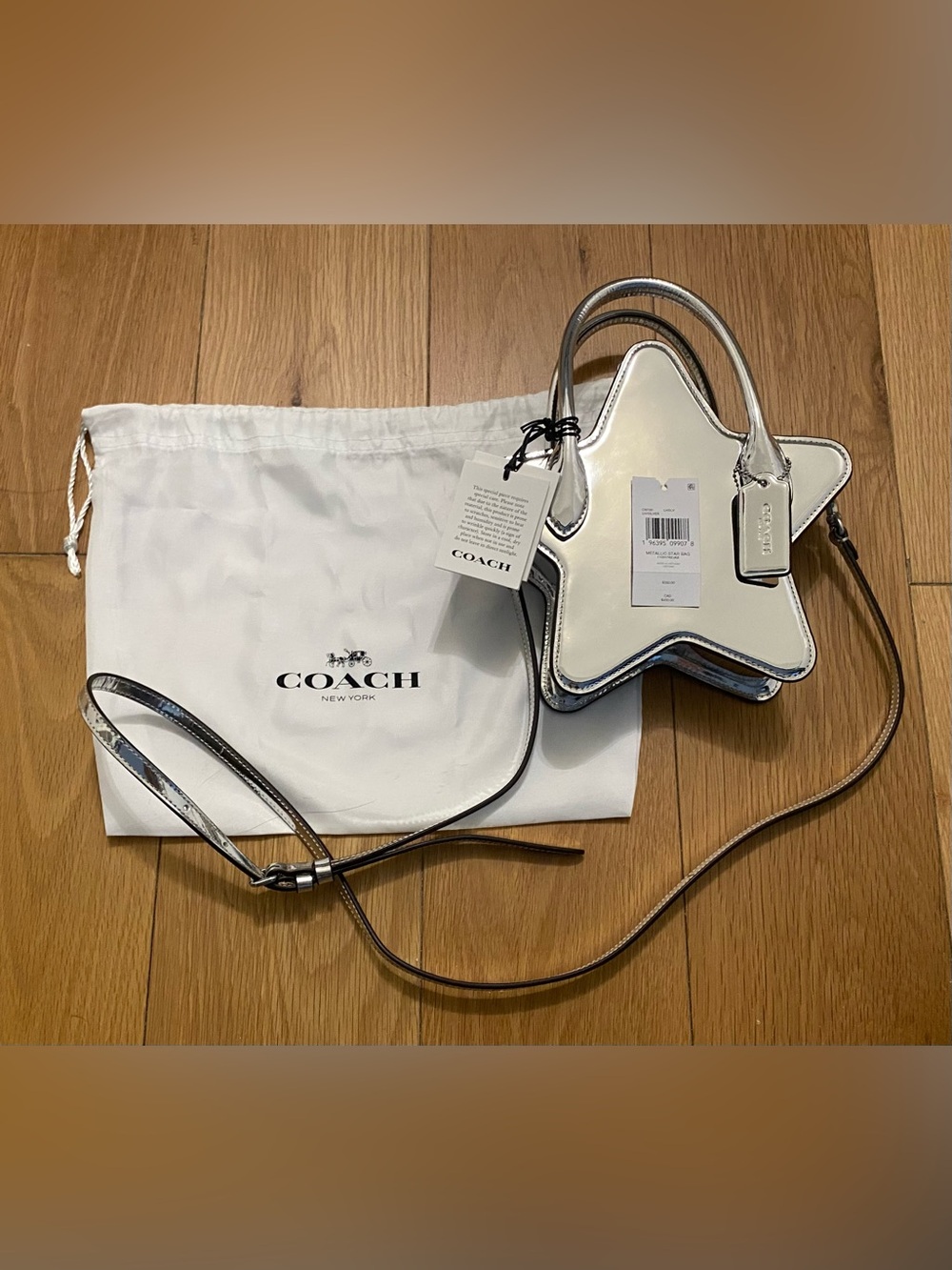 Coach Metallic Silver Star Mini Top-Handle Crossbody